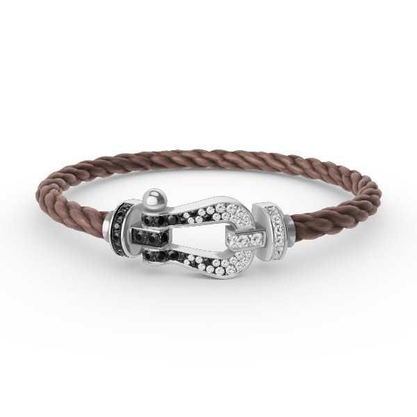 [Kincade Jewelrys]FORCE LARGE HORSESHOE BLACK WHITE DIAMOND BRACELET SILVER
