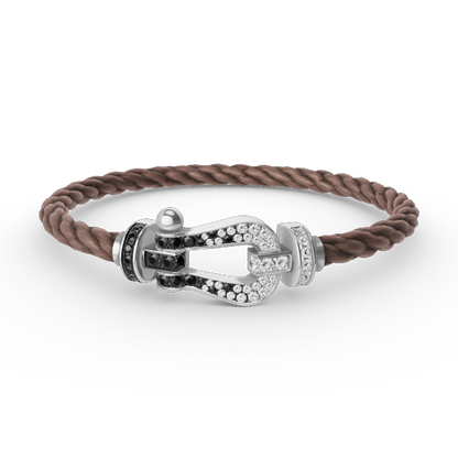 [Kincade Jewelrys]FORCE LARGE HORSESHOE BLACK WHITE DIAMOND BRACELET SILVER