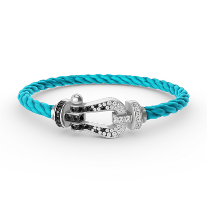 [Kincade Jewelrys]FORCE LARGE HORSESHOE BLACK WHITE DIAMOND BRACELET SILVER
