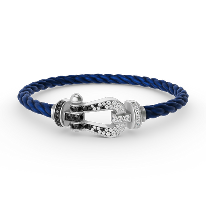 [Kincade Jewelrys]FORCE LARGE HORSESHOE BLACK WHITE DIAMOND BRACELET SILVER