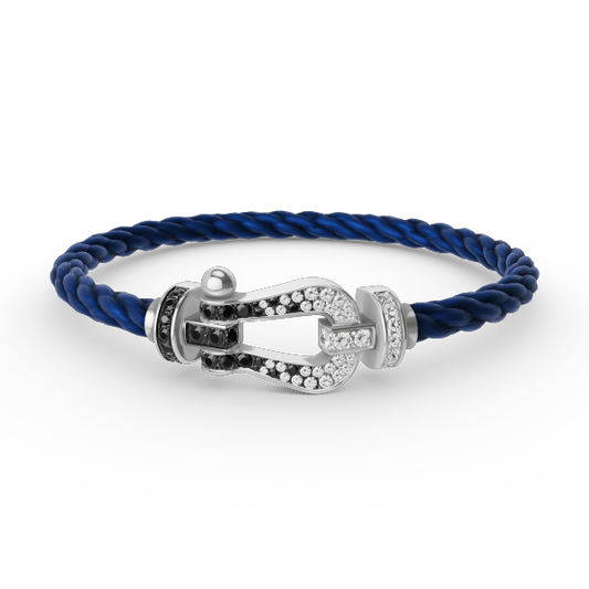 [Kincade Jewelrys]FORCE LARGE HORSESHOE BLACK WHITE DIAMOND BRACELET SILVER