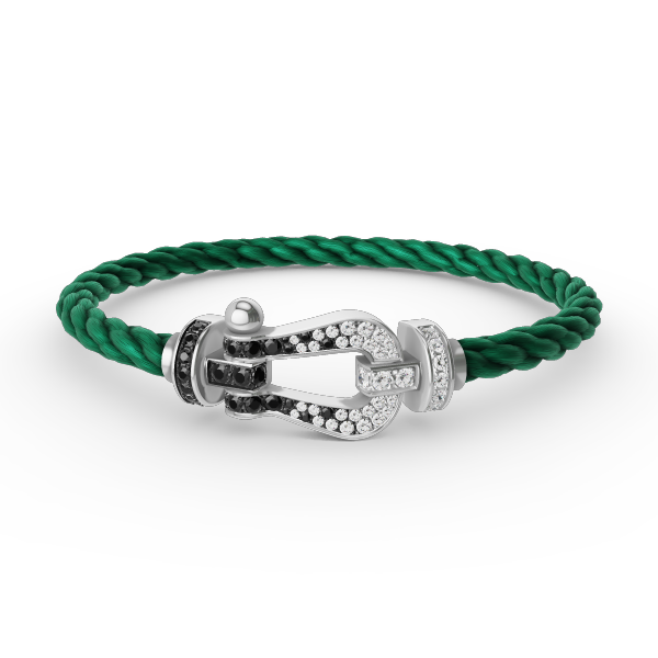 [Kincade Jewelrys]FORCE LARGE HORSESHOE BLACK WHITE DIAMOND BRACELET SILVER