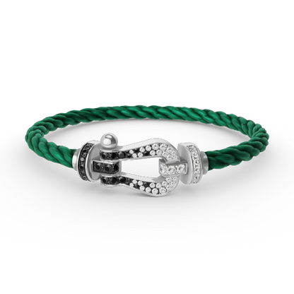 [Kincade Jewelrys]FORCE LARGE HORSESHOE BLACK WHITE DIAMOND BRACELET SILVER