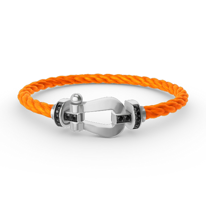 [Kincade Jewelrys]FORCE LARGE HORSESHOE BLACK DIAMOND BRACELET SILVER