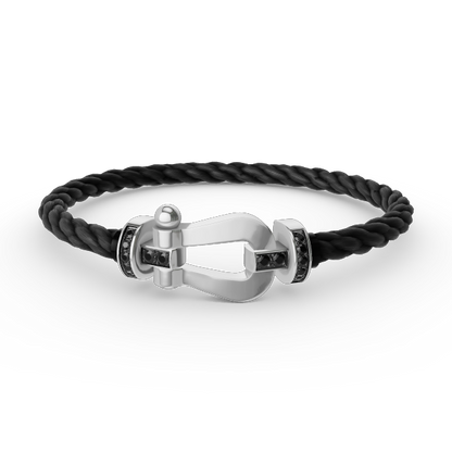 [Kincade Jewelrys]FORCE LARGE HORSESHOE BLACK DIAMOND BRACELET SILVER
