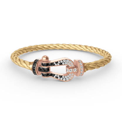 [Kincade Jewelrys]FORCE LARGE HORSESHOE BLACK WHITE DIAMOND BRACELET ROSE GOLD