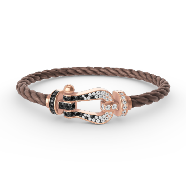 [Kincade Jewelrys]FORCE LARGE HORSESHOE BLACK WHITE DIAMOND BRACELET ROSE GOLD