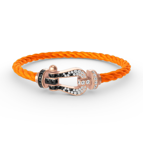 [Kincade Jewelrys]FORCE LARGE HORSESHOE BLACK WHITE DIAMOND BRACELET ROSE GOLD