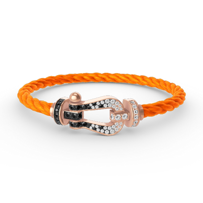 [Kincade Jewelrys]FORCE LARGE HORSESHOE BLACK WHITE DIAMOND BRACELET ROSE GOLD
