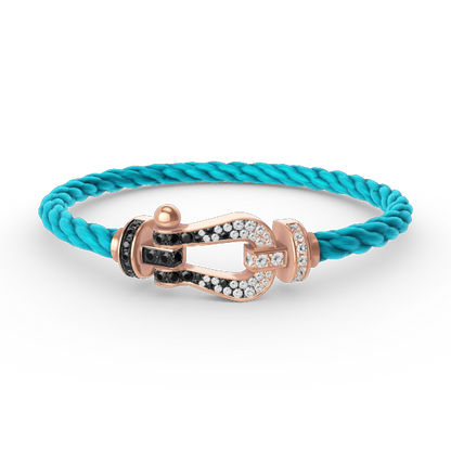 [Kincade Jewelrys]FORCE LARGE HORSESHOE BLACK WHITE DIAMOND BRACELET ROSE GOLD