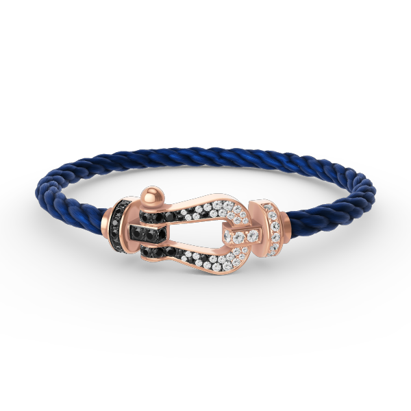 [Kincade Jewelrys]FORCE LARGE HORSESHOE BLACK WHITE DIAMOND BRACELET ROSE GOLD