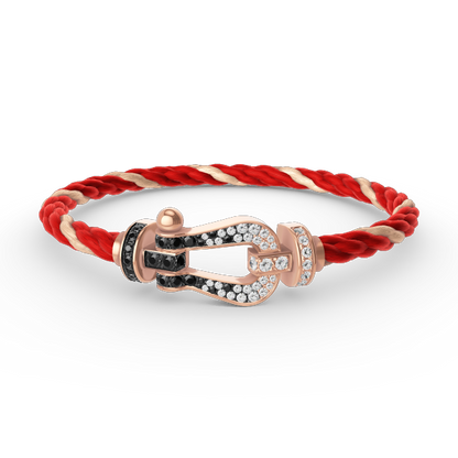 [Kincade Jewelrys]FORCE LARGE HORSESHOE BLACK WHITE DIAMOND BRACELET ROSE GOLD