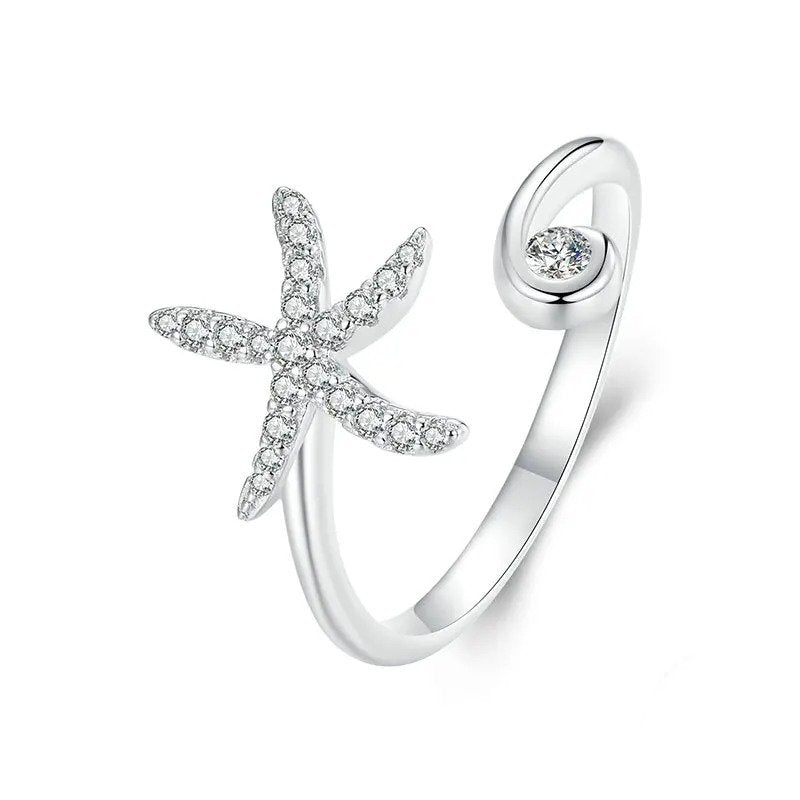 Anillo ajustable de estrella de mar simple
