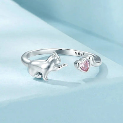 Anillo abierto con diseño de animales encantadores