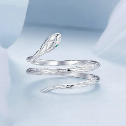 Anillo ajustable de serpiente de plata de ley