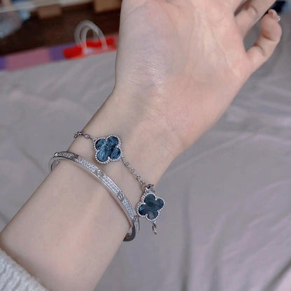 [Kincade Jewelrys]CLOVER 5 MOTIF PIETERSITE SILVER BRACELET