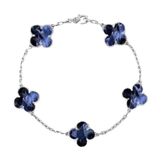[Kincade Jewelrys]CLOVER 5 MOTIF PIETERSITE SILVER BRACELET