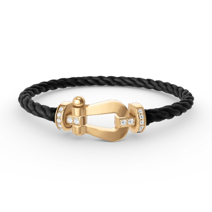 [Kincade Jewelrys]FORCE LARGE HORSESHOE HALF DIAMOND BRACELET GOLD