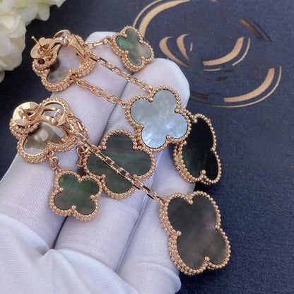 [Kincade Jewelrys] PENDIENTES DE TRÉBOL CON 4 MOTIVOS EN ORO ROSA