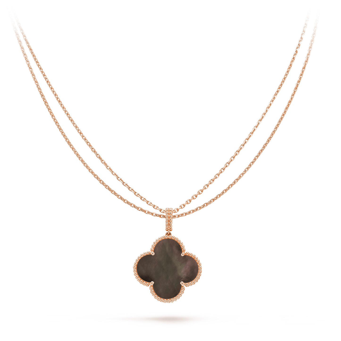 [Kincade Jewelrys] COLLAR DE TRÉBOL GRANDE DE 25 MM DE ORO CON TRAPEZOIDAL OSCURO