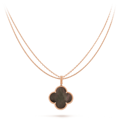 [Kincade Jewelrys] COLLAR DE TRÉBOL GRANDE DE 25 MM DE ORO CON TRAPEZOIDAL OSCURO