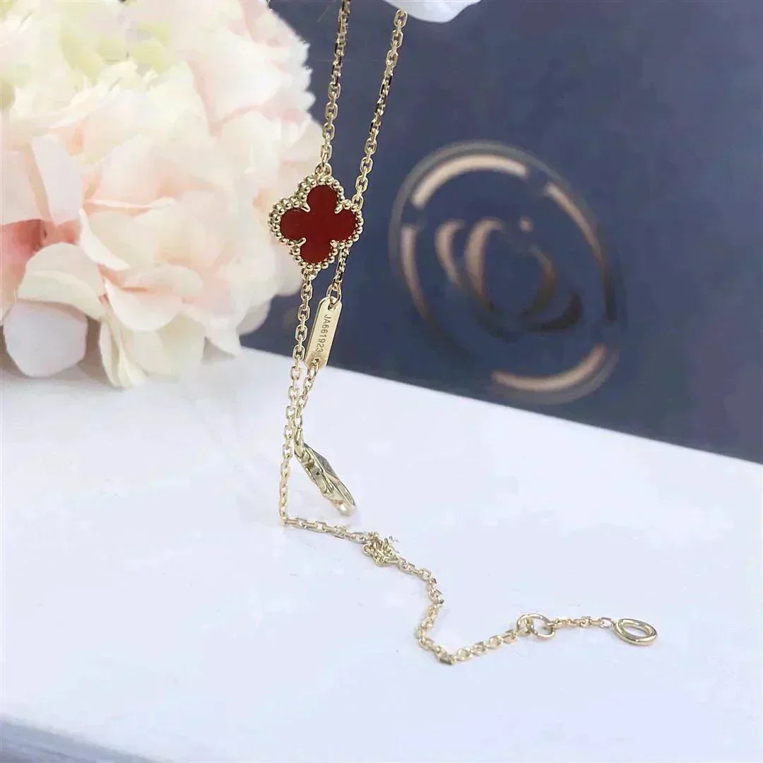 [Kincade Jewelrys]Pulsera de una sola flor de cornalina y trébol
