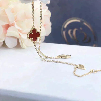 [Kincade Jewelrys]Pulsera de una sola flor de cornalina y trébol