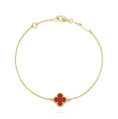 [Kincade Jewelrys]Pulsera de una sola flor de cornalina y trébol
