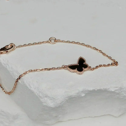 [Joyas Kincade]Pulsera de mariposa de ónix y mariposa