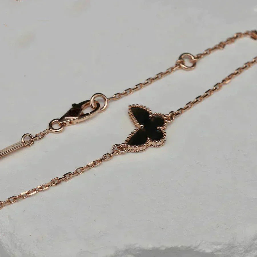 [Joyas Kincade]Pulsera de mariposa de ónix y mariposa