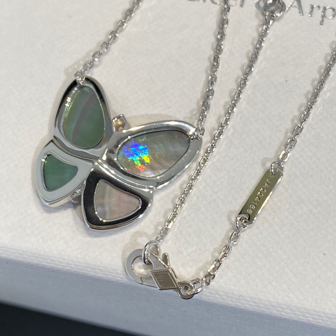 [Kincade Jewelrys]LARGE BUTTERFLY SILVER PENDANT DIAMOND NECKLACE