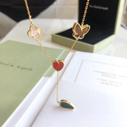 [Kincade Jewelrys] COLLAR DE ORO ROSA CON 4 MOTIVOS LUCKY SPRING