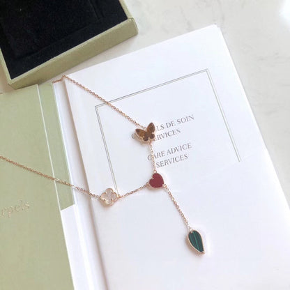 [Kincade Jewelrys] COLLAR DE ORO ROSA CON 4 MOTIVOS LUCKY SPRING