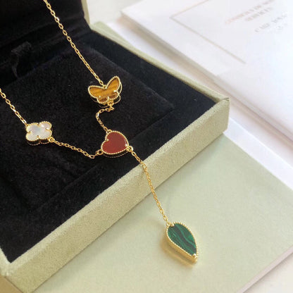 [Kincade Jewelrys] COLLAR DE ORO ROSA CON 4 MOTIVOS LUCKY SPRING