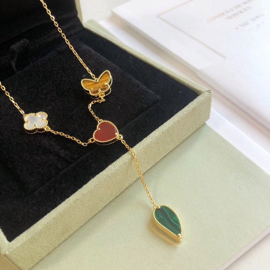 [Kincade Jewelrys]LUCKY SPRING 4 MOTIFS ROSE GOLD NECKLACE