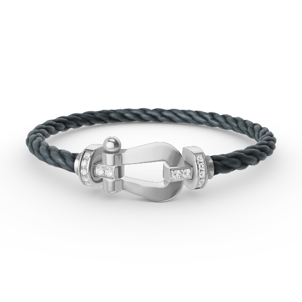 [Kincade Jewelrys]FORCE LARGE HORSESHOE HALF DIAMOND BRACELET SILVER