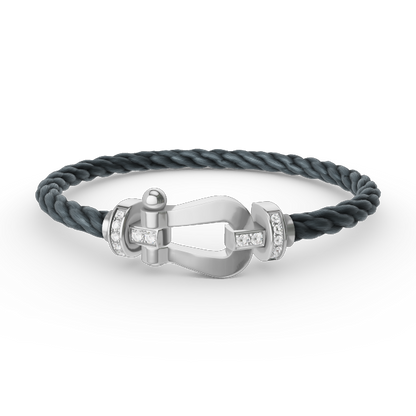[Kincade Jewelrys]FORCE LARGE HORSESHOE HALF DIAMOND BRACELET SILVER