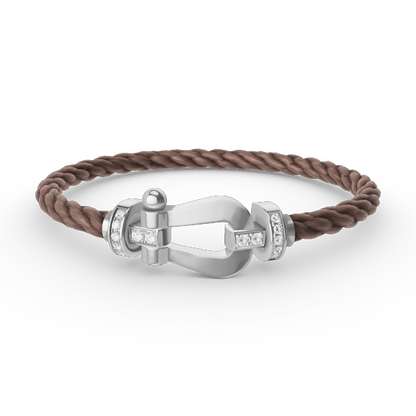 [Kincade Jewelrys]FORCE LARGE HORSESHOE HALF DIAMOND BRACELET SILVER