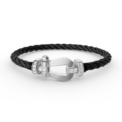 [Kincade Jewelrys]FORCE LARGE HORSESHOE HALF DIAMOND BRACELET SILVER