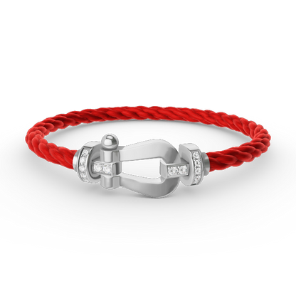 [Kincade Jewelrys]FORCE LARGE HORSESHOE HALF DIAMOND BRACELET SILVER