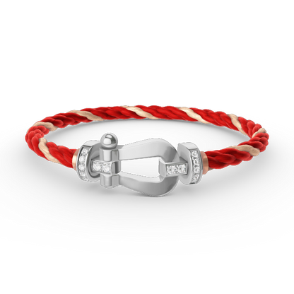 [Kincade Jewelrys]FORCE LARGE HORSESHOE HALF DIAMOND BRACELET SILVER