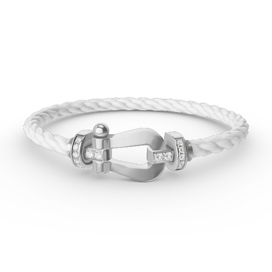[Kincade Jewelrys]FORCE LARGE HORSESHOE HALF DIAMOND BRACELET SILVER