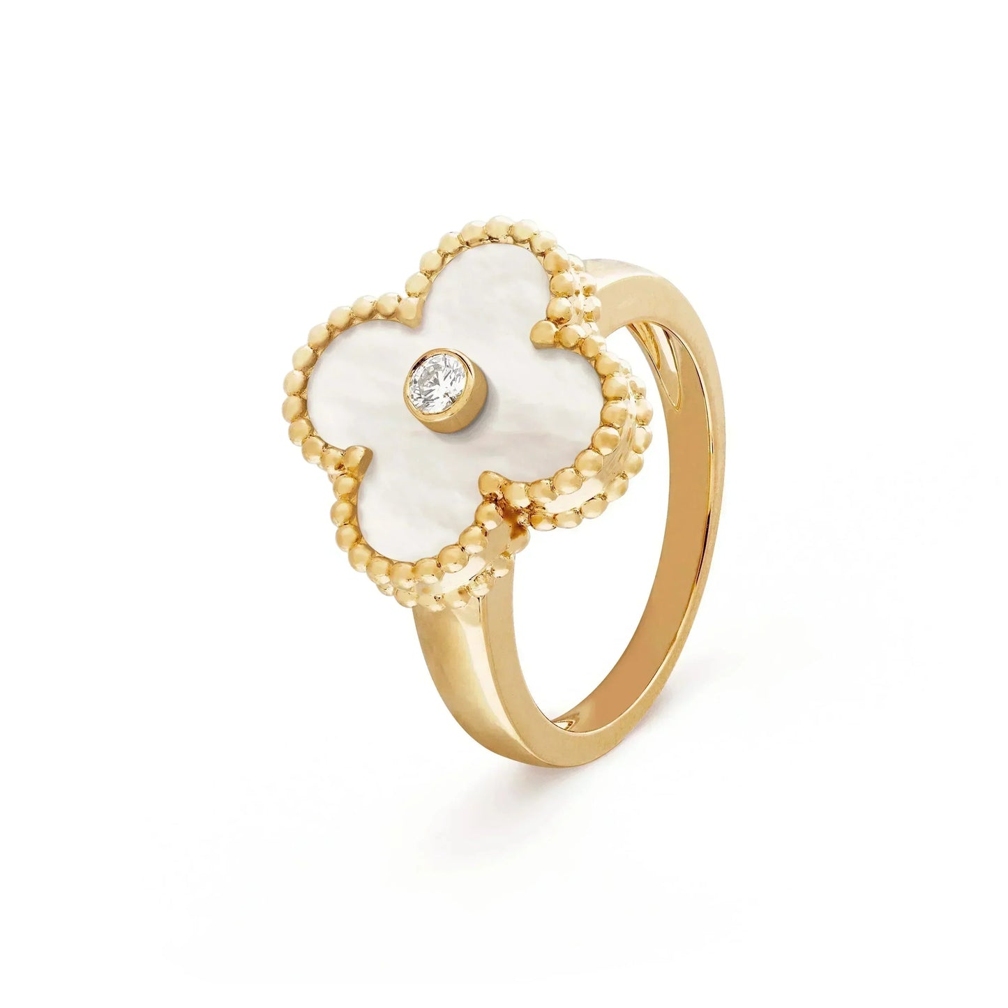 [Kincade Jewelrys]CLOVER PINK MOP RING GOLD DIAMOND