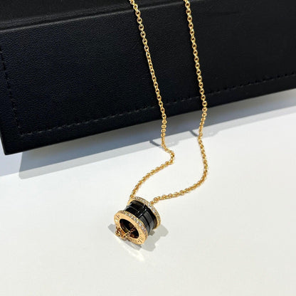 [Kincade Jewelrys]ZERO 1 BLACK CERAMIC DIAMOND PINK GOLD NECKLACE