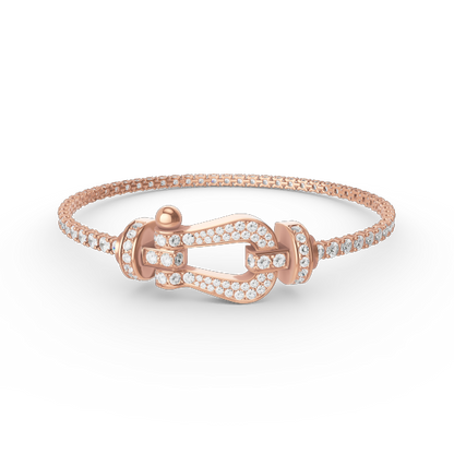 [Joyas Kincade]Pulsera de tenis Force con herradura grande y diamantes 