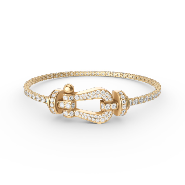 [Joyas Kincade]Pulsera de tenis Force con herradura grande y diamantes 